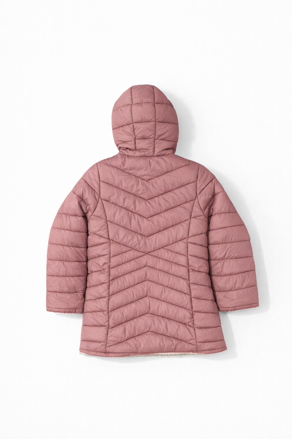 Chaleco juvenil reversible rosa con forro tipo borrega y gorro | Abrigo térmico para niña Talla 14/16